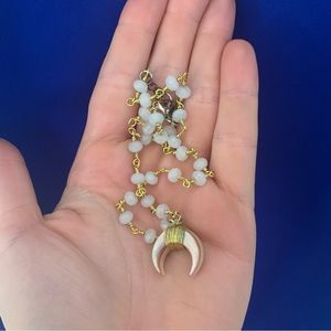 Gem crescent Moon Chain Beaded Choker
